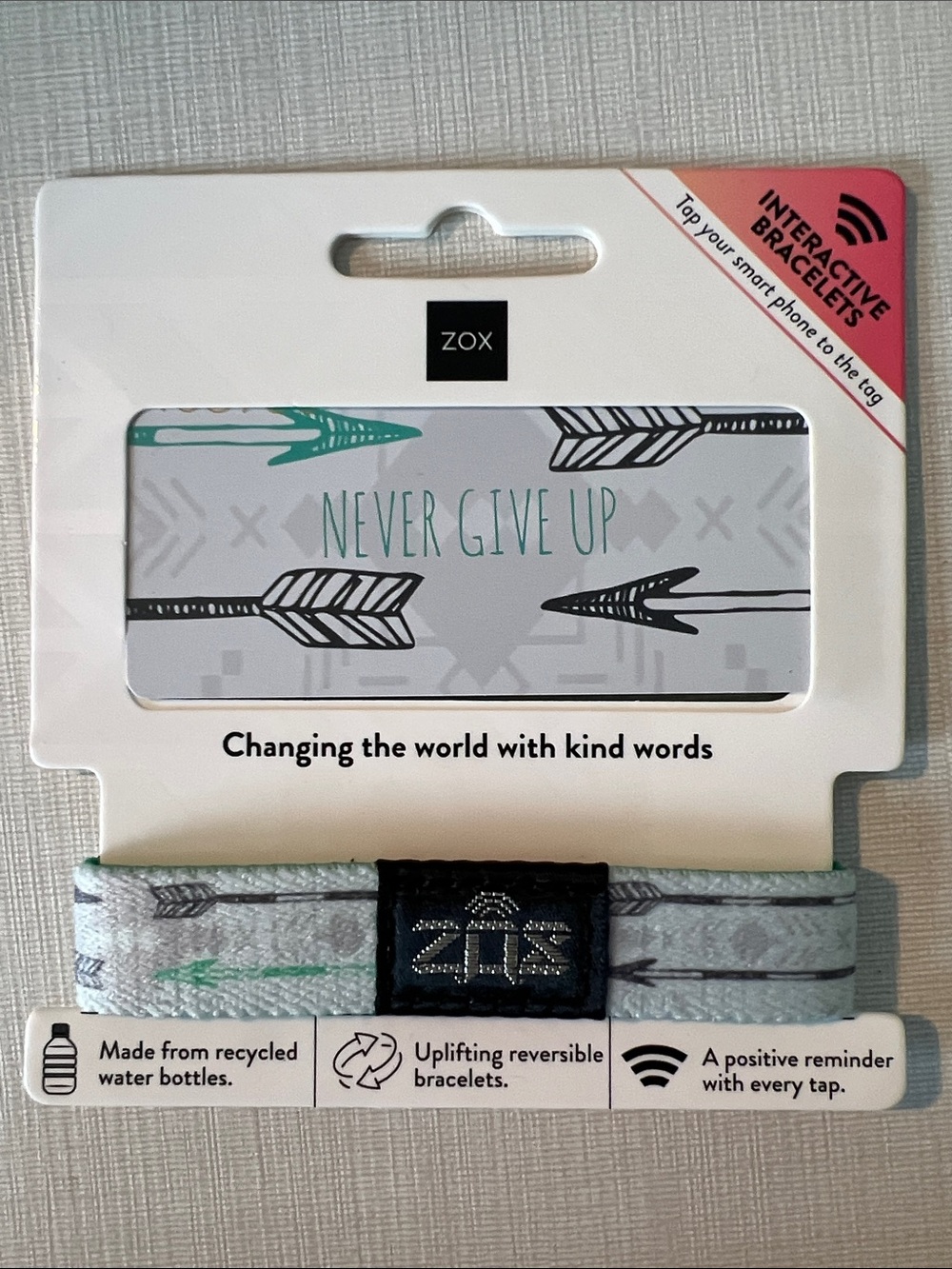 Never Give Up Reversible Bracelet - Mint/Gray